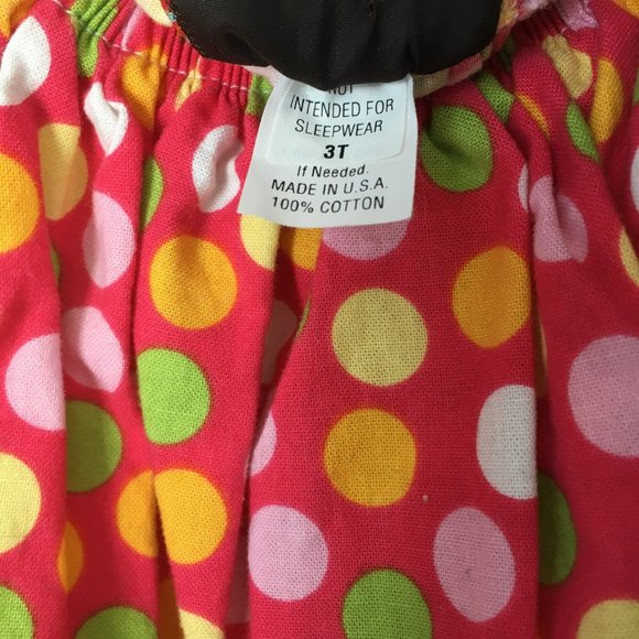 Hayley and the Hound Dress 3T Polka Dot Short Sleeve Sundress Pink Green Yellow - Picture 5 of 7